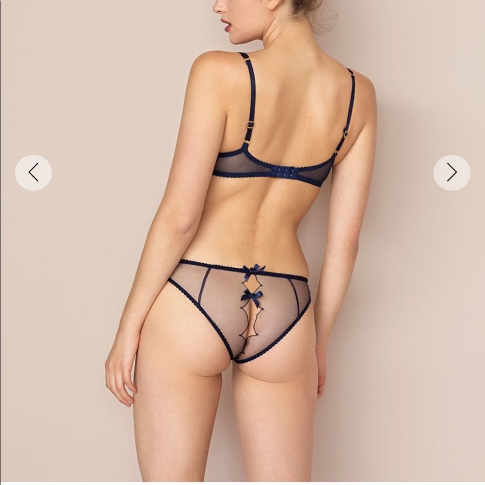 SOLD Agent Provocateur Lorna Ouvert Open Brief Navy Blue Black 2 S NWT